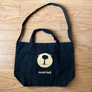 Montbell Black Tote Bag with Bear Design Two Way crossbody shoulder bag